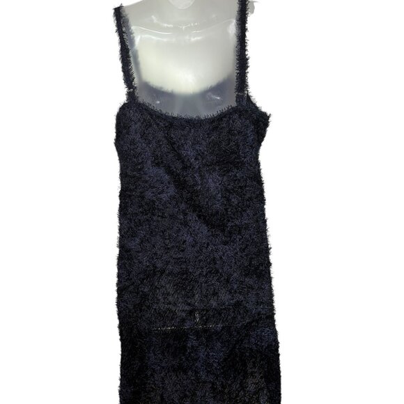 Inclán Studio Navy Fuzzy Semi-Sheer Mini Dress Sample Size L - Picture 7 of 7